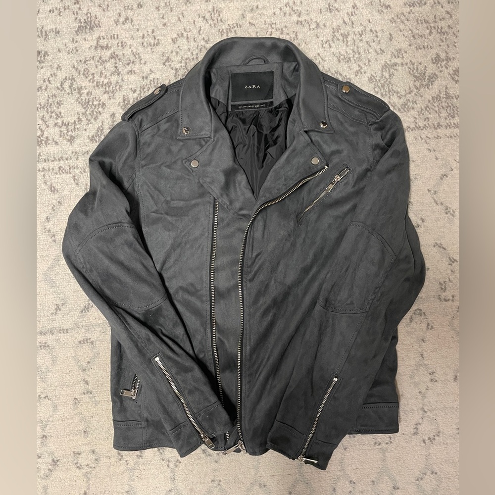 Zara Men’s Faux Suede Jacket Grey Sz Large